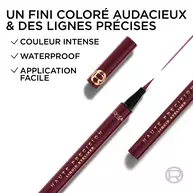 Visuel de l'eyeliner liquide Haute Precision avec les points forts : couleur intense, waterproof, application facile​