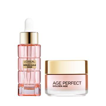Routine Eclat Re-Fortifiante Golden Age peaux matures - Serum Huile Rose + Soin Jour rose