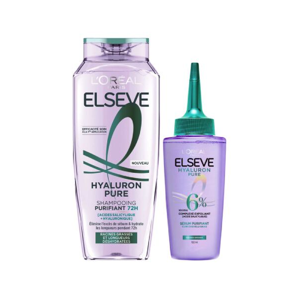 Elseve Hyaluron Pure Routine Capillaire Purifiante enrichie en Acides Salicylique et Hyaluronique