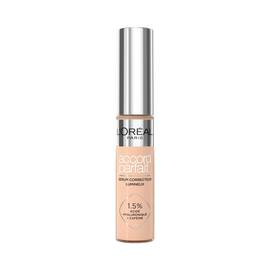 Photo du tube Accord Parfait Serum Anti-Cernes sur fond blanc. Le flacon transparent laisse voir la texture beige et possede un bouchon argente brillant. L'etiquette precise la formule enrichie a 1,5 % d'acide hyaluronique et de cafeine.