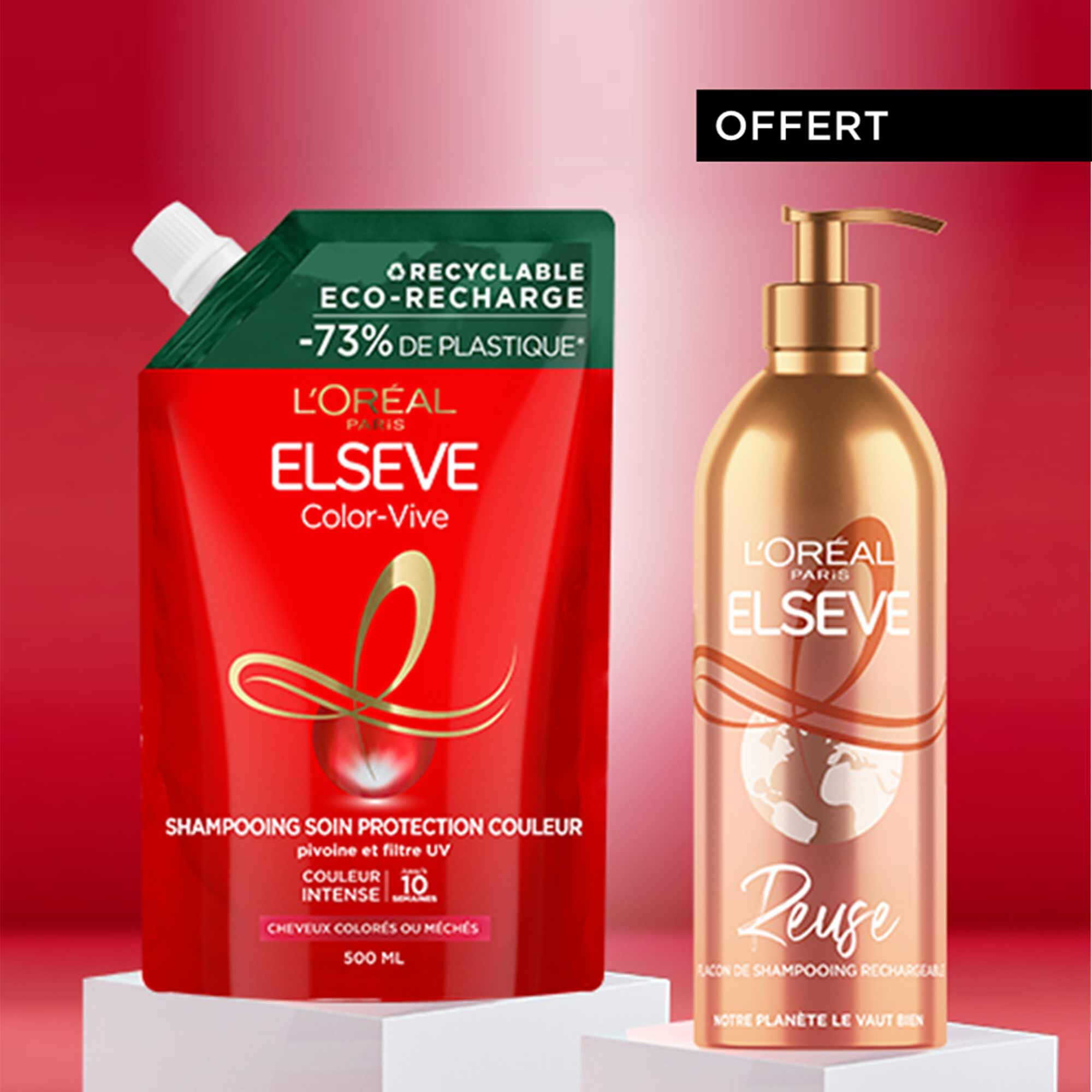 L OREAL PARIS Eco-Recharge Elseve Color-Vive Shampooing + Flacon OFFERT - 500 ml - L'Or&eacute;al Paris