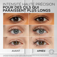 Gros plan sur la brosse incurvee du mascara Telescopic, mettant en avant sa souplesse et ses picots en elastomere pour une application en douceur.