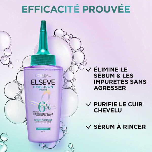 Elseve Hyaluron Pure Routine Capillaire Purifiante enrichie en Acides Salicylique et Hyaluronique