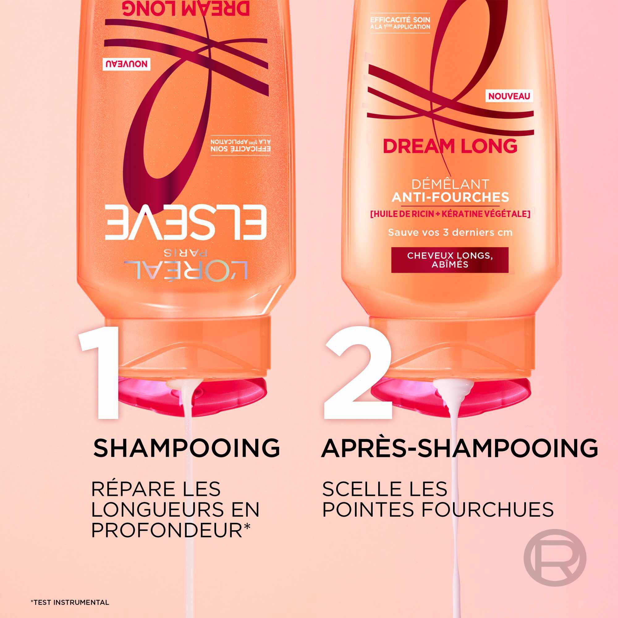 Elseve Dream Long Shampooing Reconstructeur enrichi en Keratine Vegetale et Huile de Ricin