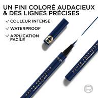 Visuel de l'eyeliner liquide Haute Precision avec les points forts : couleur intense, waterproof, application facile​