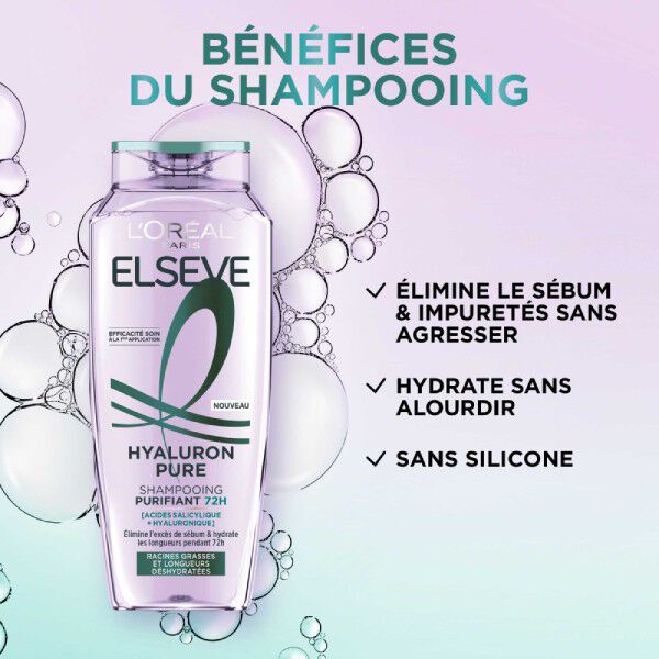 Elseve Hyaluron Pure Routine Capillaire Purifiante enrichie en Acides Salicylique et Hyaluronique
