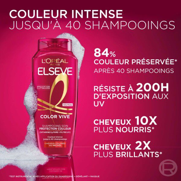 Elseve Color Vive Shampooing Protection Couleur enrichi en Vitamine Cg Pure et Filtre UV