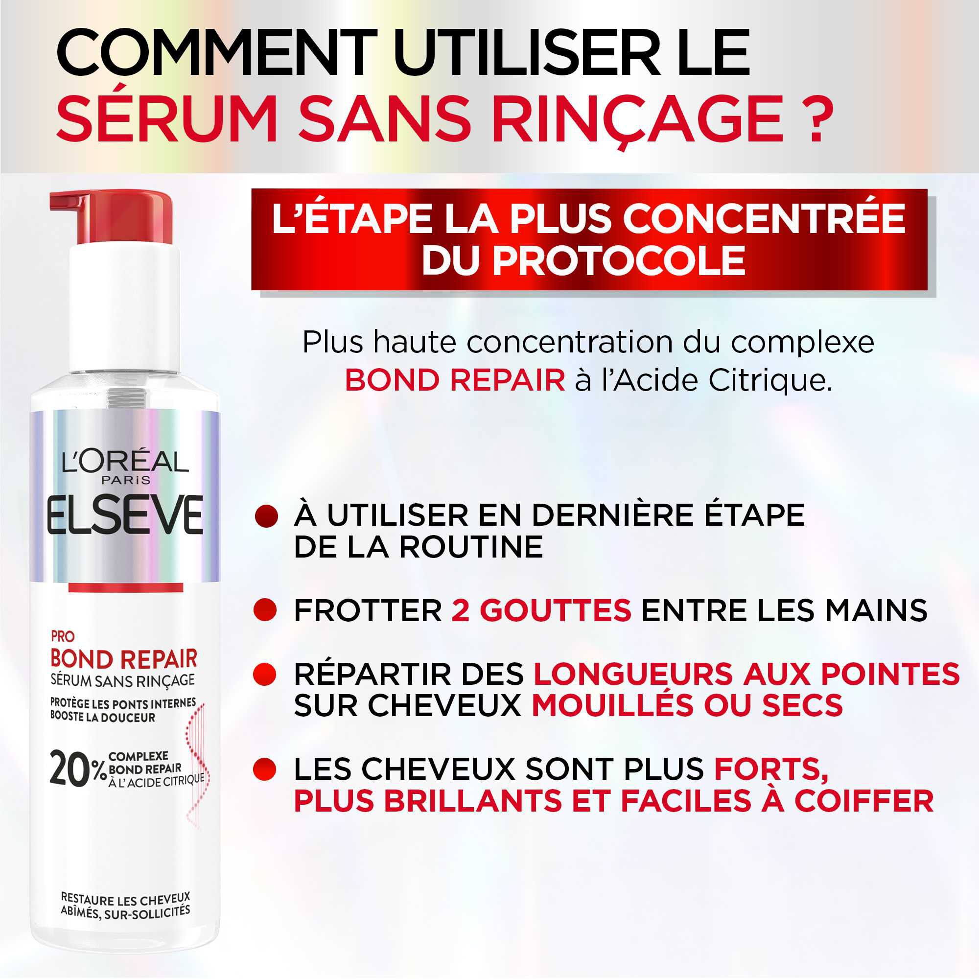 Elseve Pro Bond Repair   Serum Reparateur Sans Rincage pour restaurer les cheveux abimes, sur-sollicites