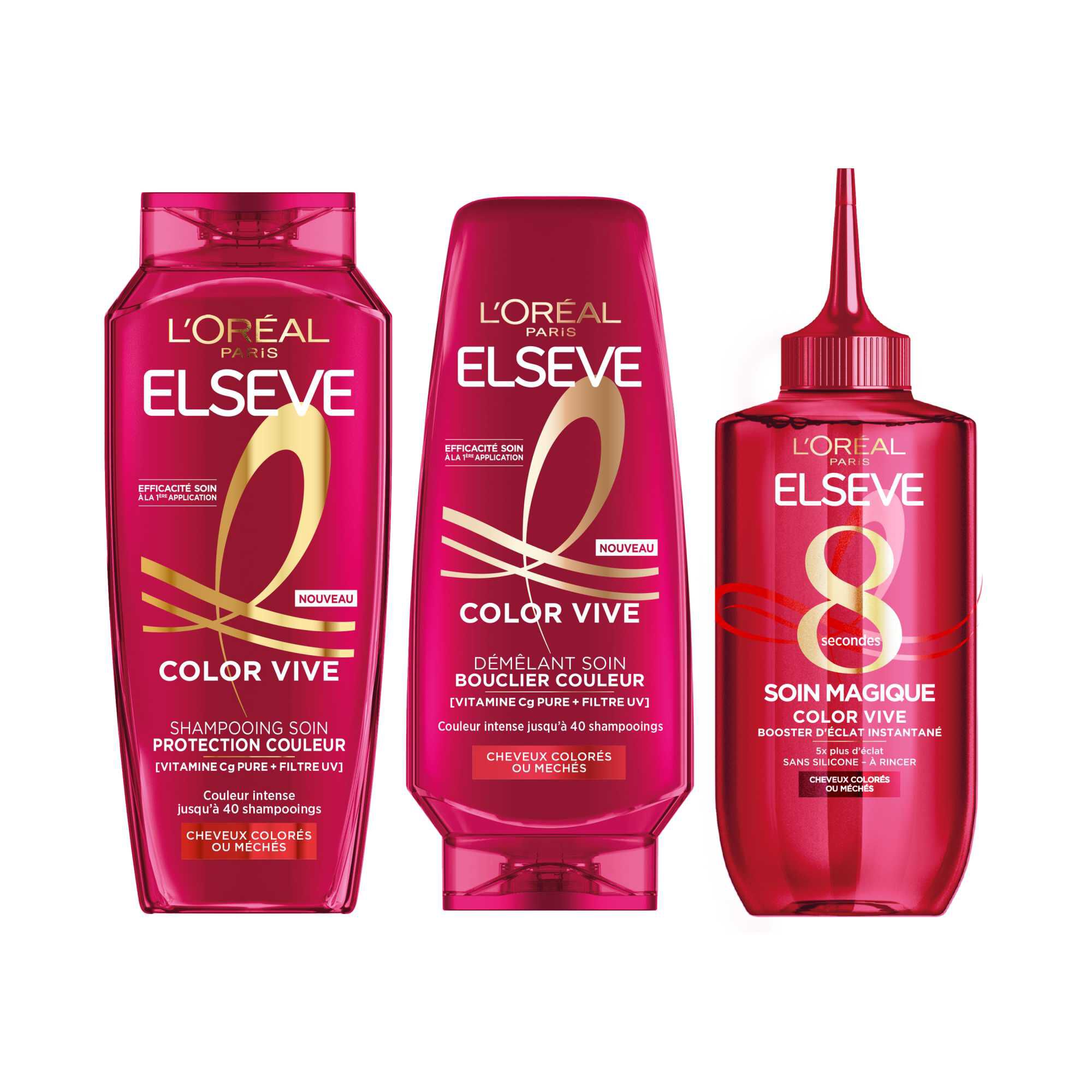 Elseve Color Vive   Routine Capillaire Protection Couleur enrichie en Vitamine Cg Pure et Filtre UV