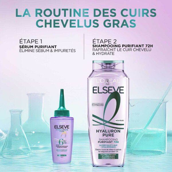 Elseve Hyaluron Pure Routine Capillaire Purifiante enrichie en Acides Salicylique et Hyaluronique