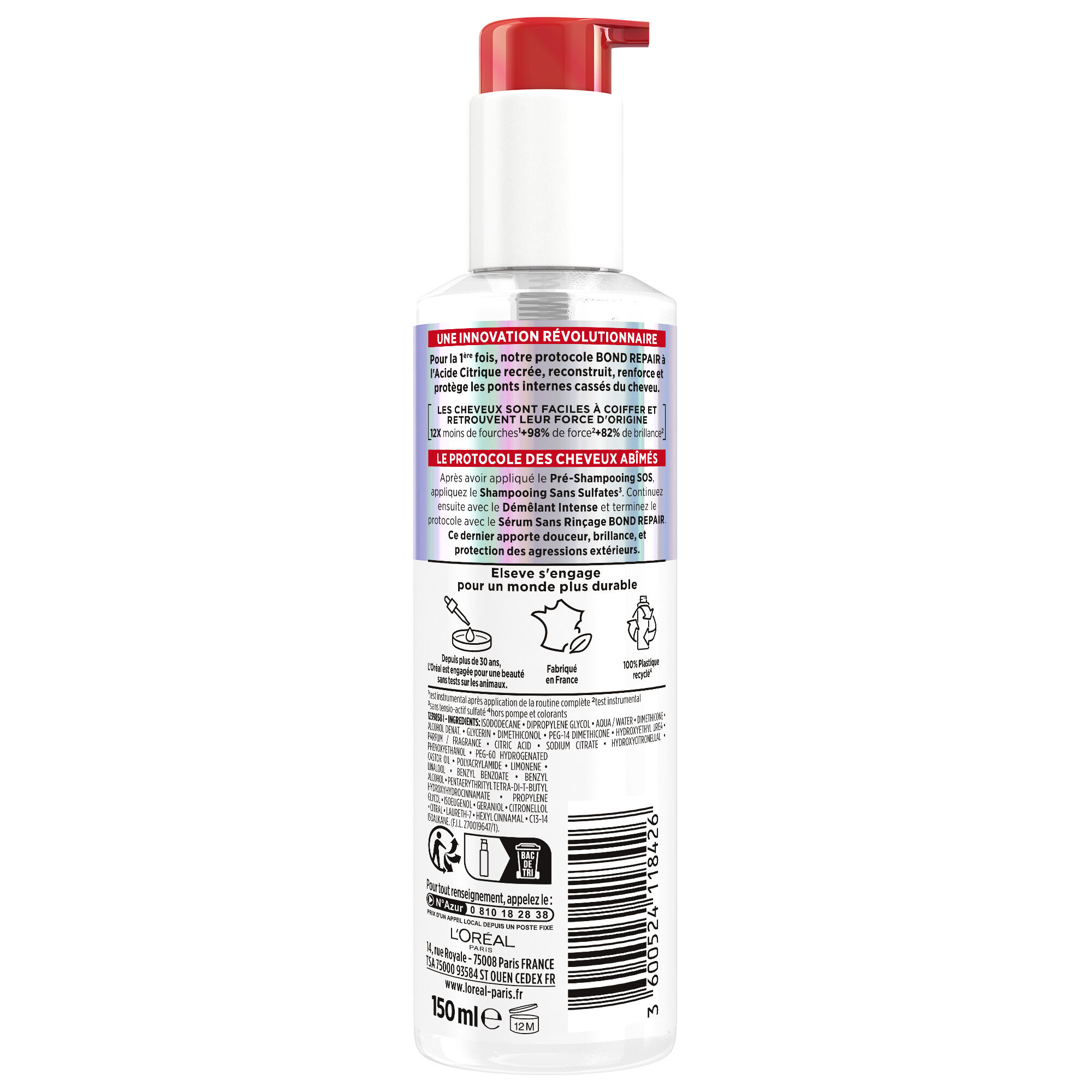 Elseve Pro Bond Repair   Serum Reparateur Sans Rincage pour restaurer les cheveux abimes, sur-sollicites