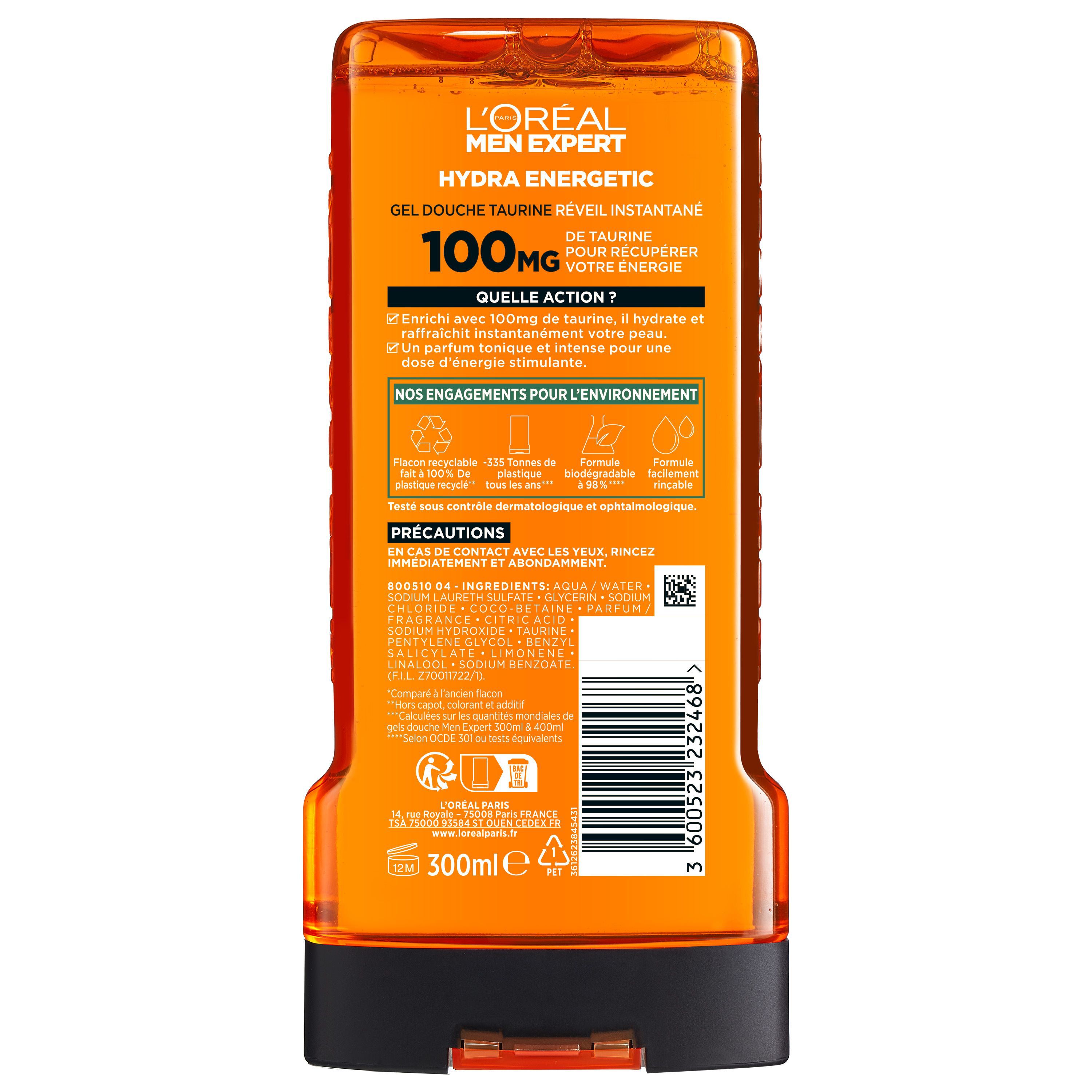 L'Oréal Paris Men Expert Hydra Energetic Shower Gel: Cleansing And Freshness For Body Face And Hair 300ml