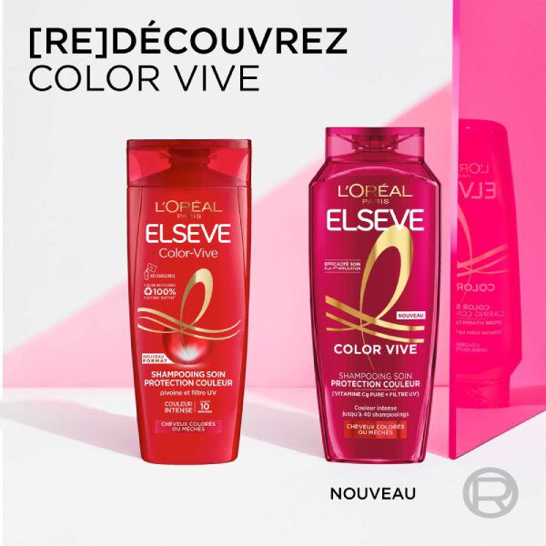 Elseve Color Vive   Shampooing Protection Couleur 2 en 1 enrichi en Vitamine Cg Pure et Filtre UV