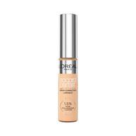 Photo du tube Accord Parfait Serum Anti-Cernes sur fond blanc. Le flacon transparent laisse voir la texture beige et possede un bouchon argente brillant. L'etiquette precise la formule enrichie a 1,5 % d'acide hyaluronique et de cafeine.