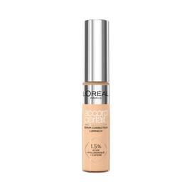 Photo du tube Accord Parfait Serum Anti-Cernes sur fond blanc. Le flacon transparent laisse voir la texture beige et possede un bouchon argente brillant. L'etiquette precise la formule enrichie a 1,5 % d'acide hyaluronique et de cafeine.