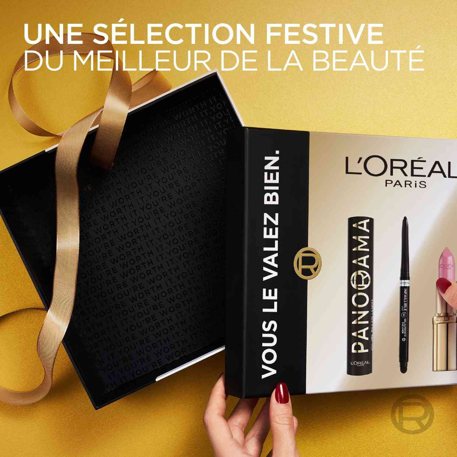 L'Oreal Paris   Coffret Cadeau – L'Oreal Paris Panorama All Night Black, Infaillible Grip Liner Noir, Color Riche Satin Rose Tendre
