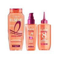 Elseve Dream Long Routine Capillaire Reconstructrice Cheveux Longs enrichie en Keratine Vegetale et Huile de Ricin